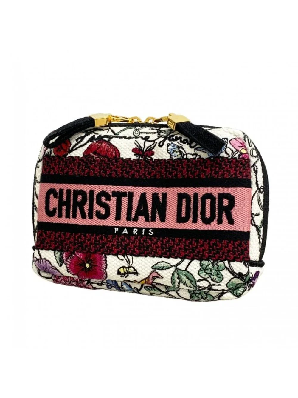 Dior Pouch Canvas White Multicolor Gold